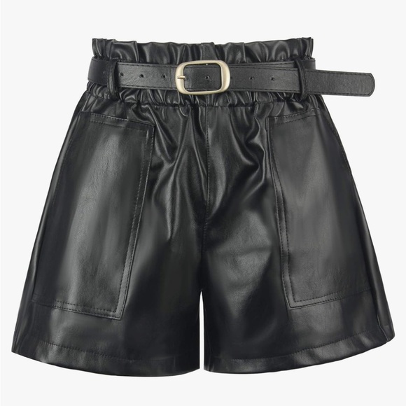 Amazon RAMISU High Waisted Faux Leather Shorts - Picture 1 of 7